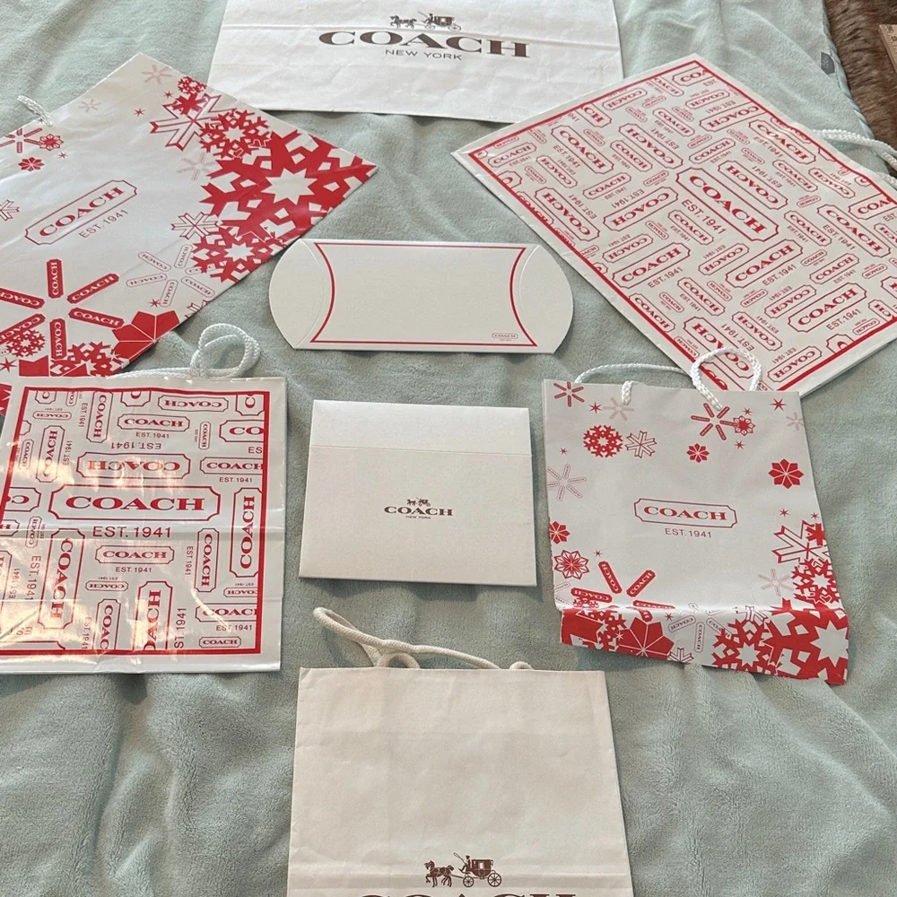 Bundle of 8 Coach Red & White Gift Bag Collection